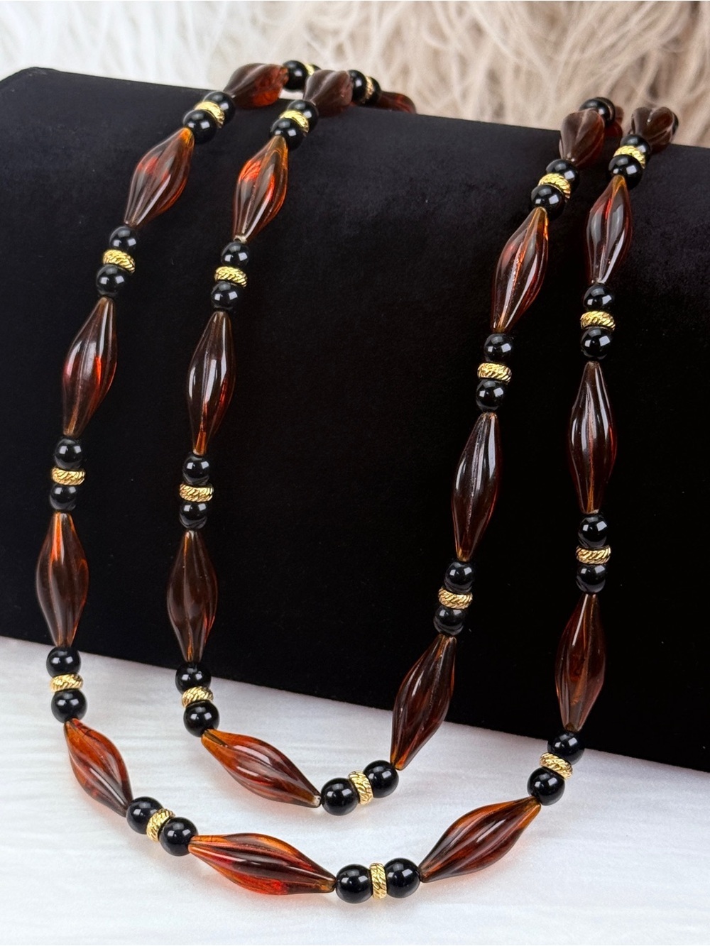 Beautiful earth tone, bohemian chic, long, layering, vintage necklace